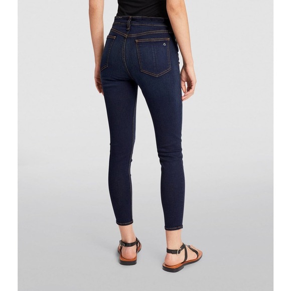 Rag & Bone Jeans Womens 26 High Rise‎ Skinny Dark Blue Wash Stretch Pockets Belt - Picture 5 of 16